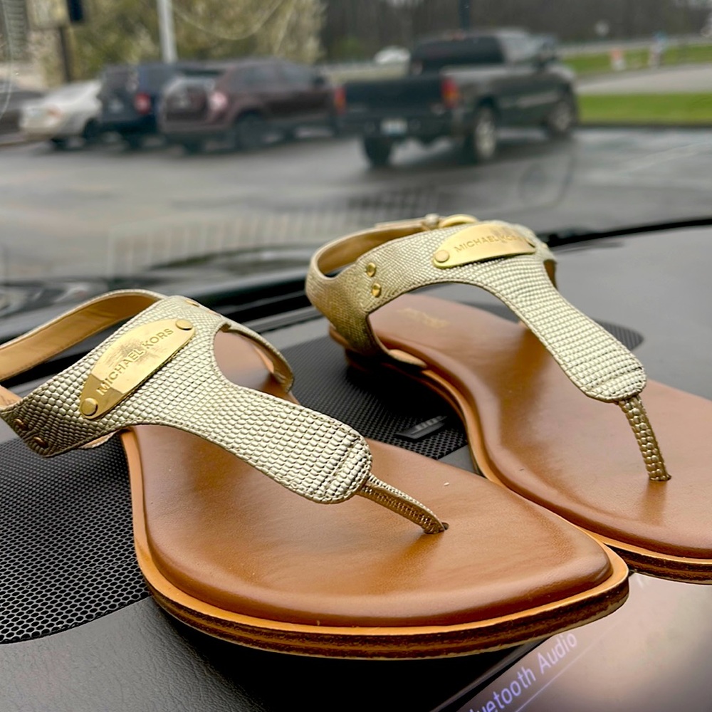 Gold Michael Kors Thong Sandals 9.5